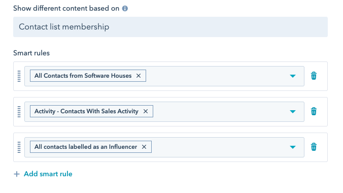 HubSpot smart rule