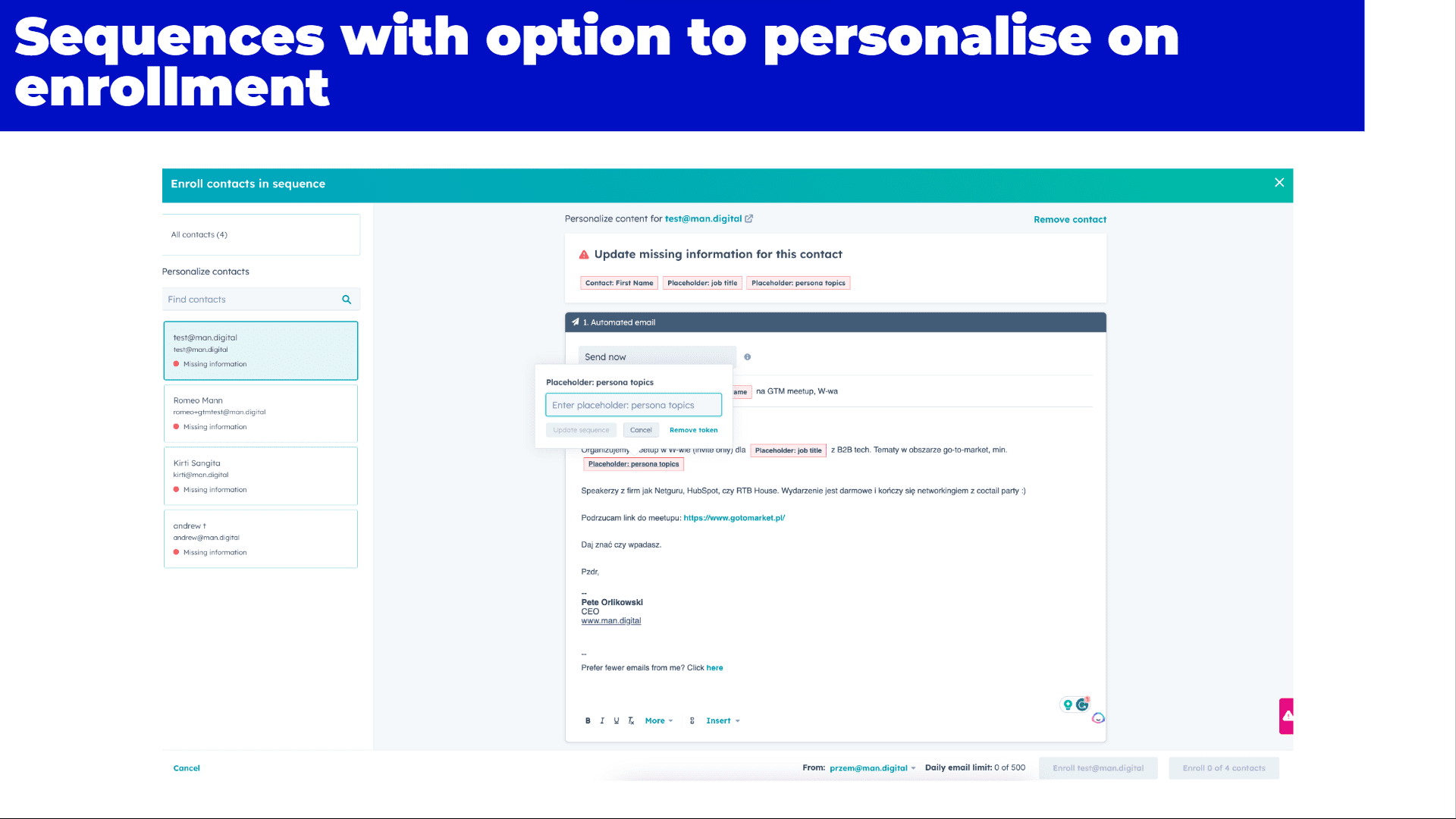 HubSpot sequencing tool